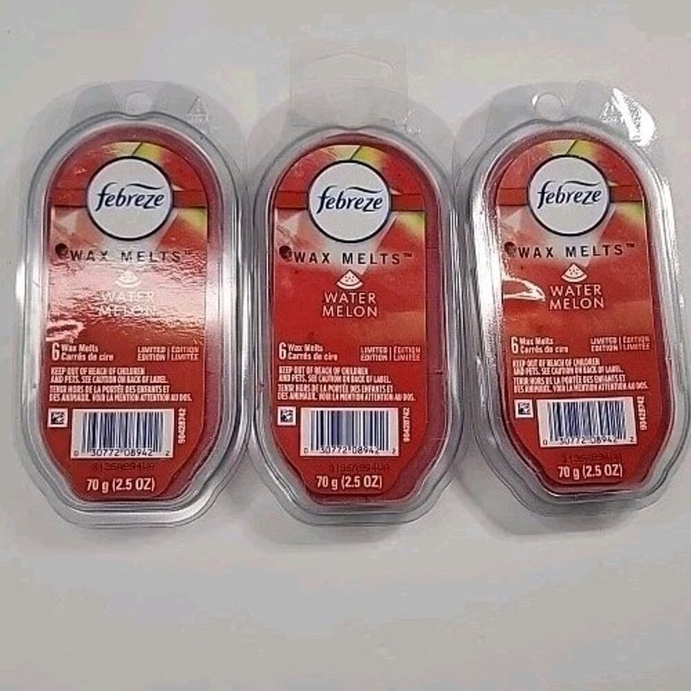 PACK OF 3-Febreze WATERMELON/WATER MELON Wax Melts 18 Cubes Total